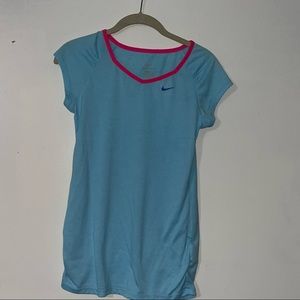 NIKE Big Girls' Dri-Fit Cool Training Top Blue Short Sleeve Size Large